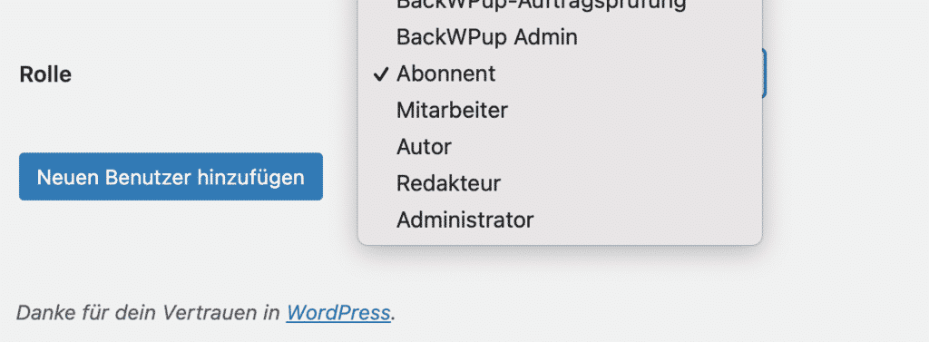 Benutzer Rollen WordPress