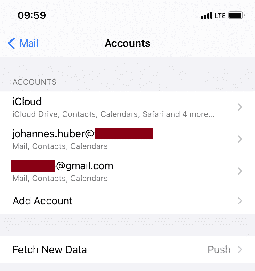 iPhone Mail Accounts