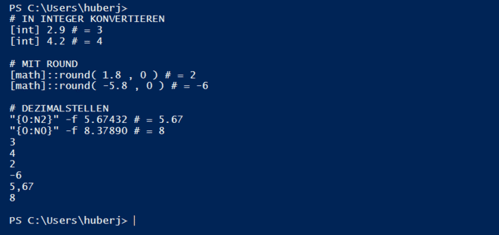 Zahlen in PowerShell - Pi, Potenz, Wurzel, Runden - www.itnator.net