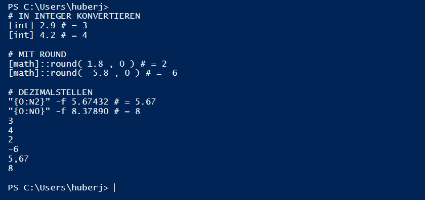 Zahlen runden in PowerShell