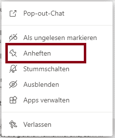 Teams Chat anheften