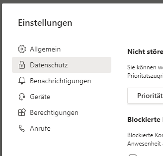 Microsoft Teams Allgemein Datenschutz Benachrichtigungen Geräte Berechtigungen Anrufe