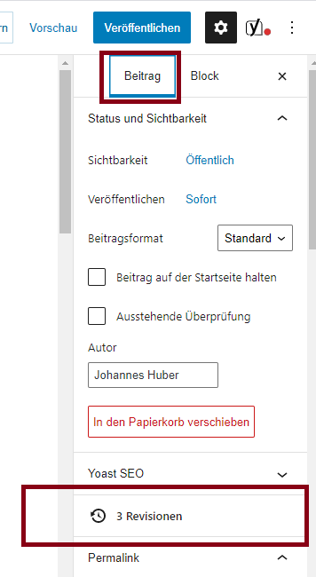 Wordpress Revisionen