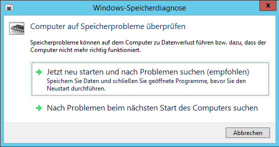 Computer auf Speicherprobleme überprüfen