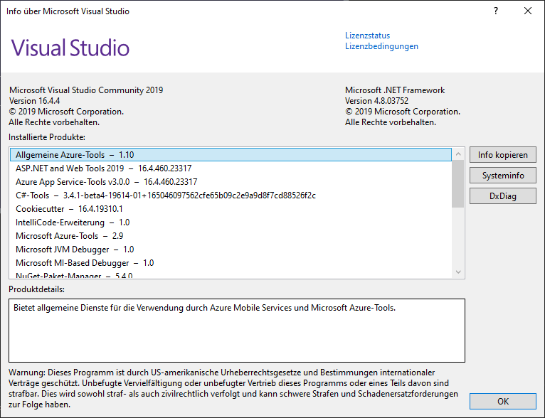 Visual Studio Version anzeigen