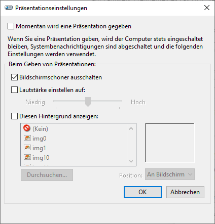 Präsentationseinstellungen