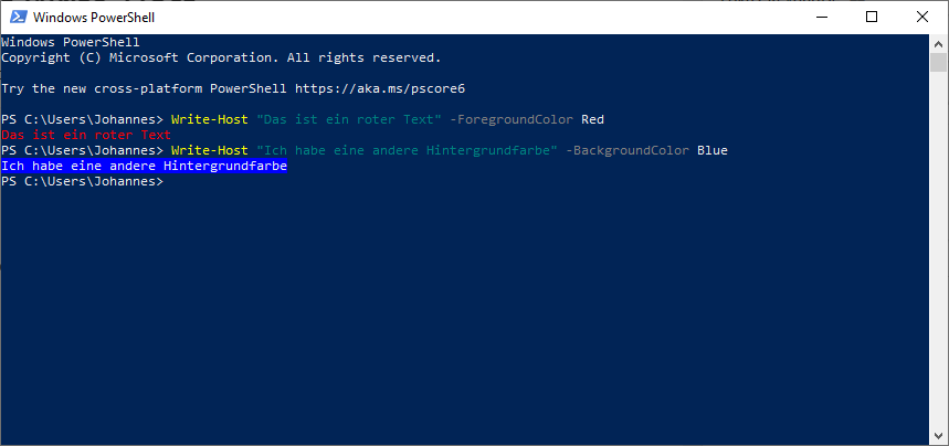 PowerShell Farben Write-Host