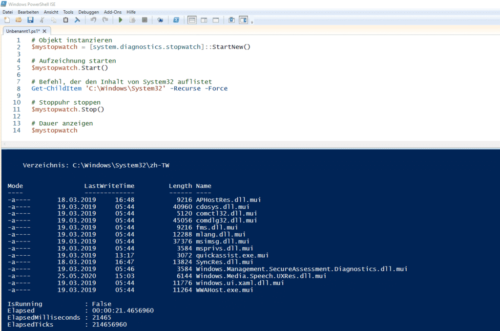 .NET Stopwatch in PowerShell