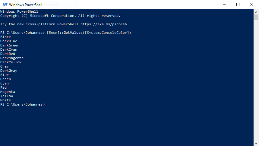 PowerShell Farben ermitteln