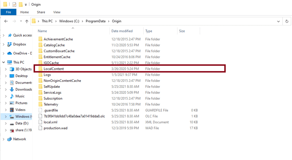 Origin Cache löschen Windows Explorer