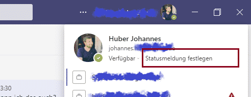 Teams Statusmeldung festlegen