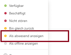 wann abwesend in Teams