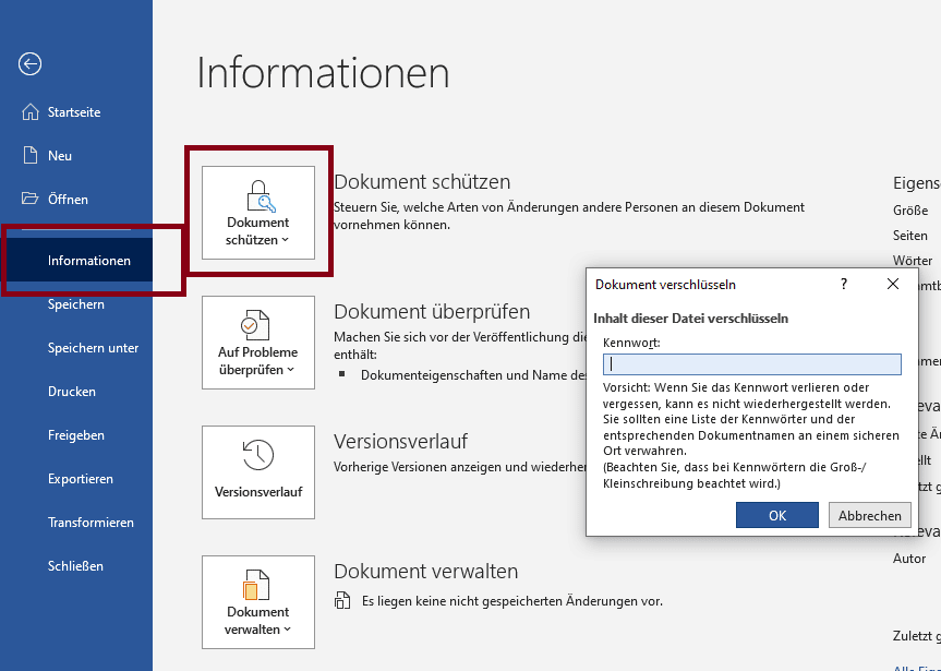Word Dokument verschlüsseln