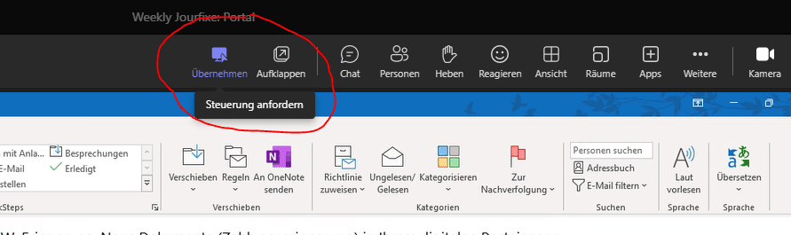 Teams Button Übernehmen