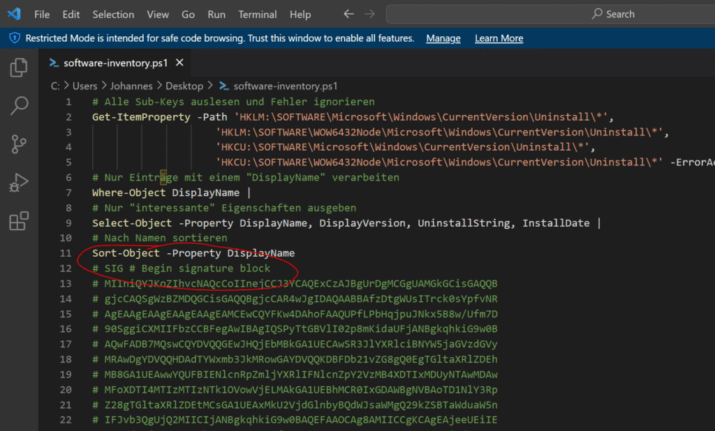 powershell script signieren